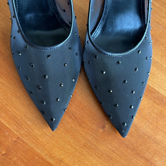 NWOT SAINT LAURENT Anja Pumps with Rhinestone Mesh black size 37.5 - Picture 5 of 9